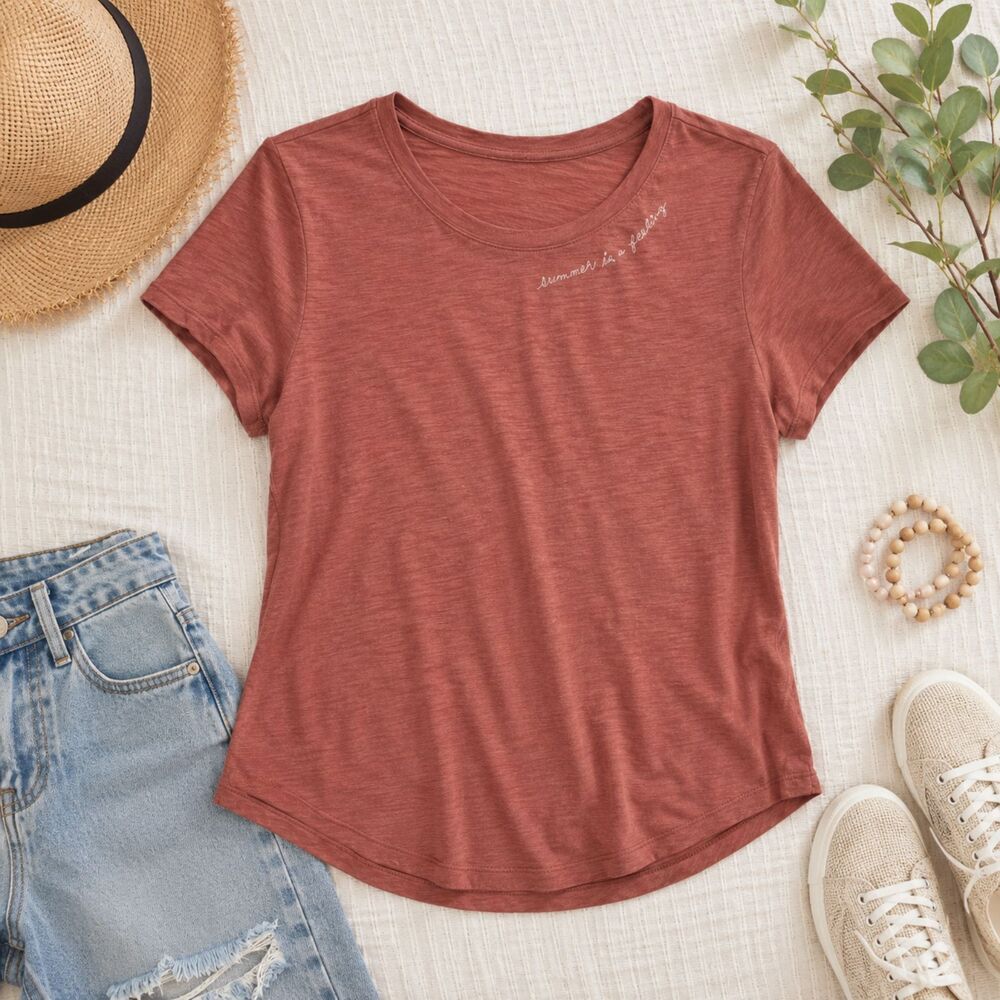 Old Navy "Summer is a Feeling" 100% Cotton T-Shirt casual coastal beachy shirt